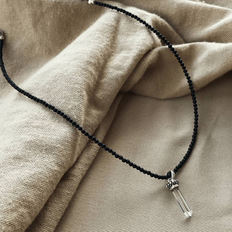 Kali Quartz & Onyx Necklace (Small Beads)