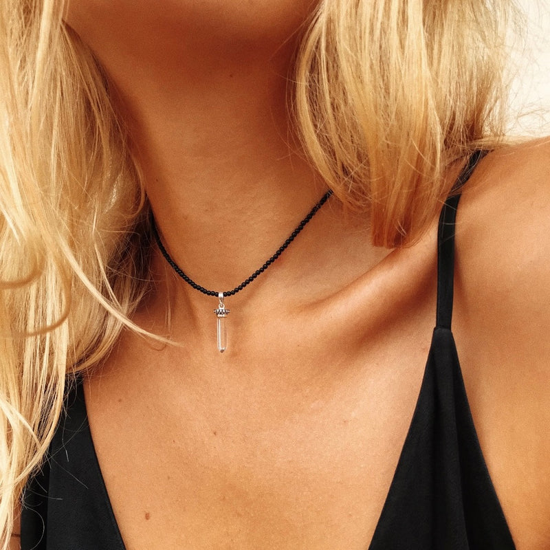 Kali Quartz & Onyx Necklace (Small Beads)